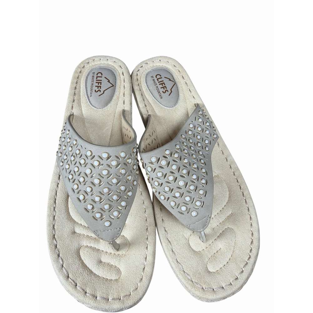 Cliffsβ by White Mountain Camila Thong Sandals Womens 10 Taupe Pearl Boho